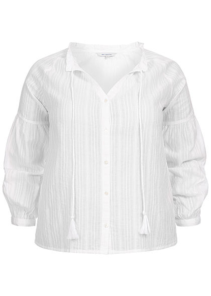 ONLY Carmakoma Damen Curvy Balloon Buttons Front Blouse cloud dancer weiss