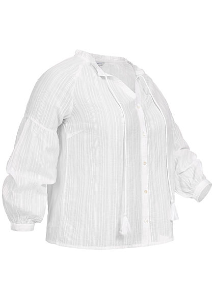 ONLY Carmakoma Damen Curvy Balloon Buttons Front Blouse cloud dancer weiss