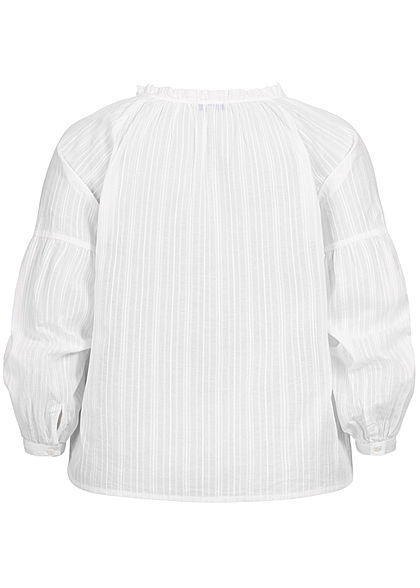 ONLY Carmakoma Damen Curvy Balloon Buttons Front Blouse cloud dancer weiss