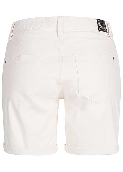 Eight2Nine Damen Bermuda Shorts 5-Pockets Destroy Look weiss denim