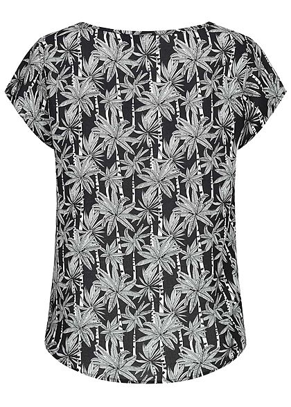 Eight2Nine Damen Blouse Shirt Palm Trees Print schwarz weiss