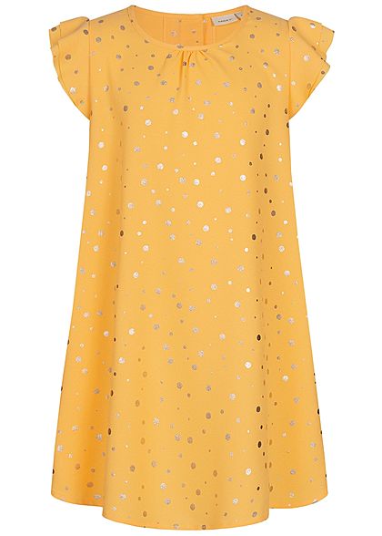 Name It Kids Mädchen Dress Points Print pale mariegold gelb gold