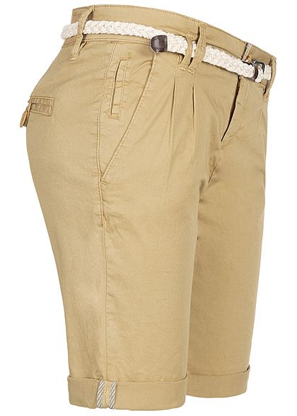 Eight2Nine Damen Chino Bermuda Shorts 5-Pockets inkl. Flechtgrtel natural beige