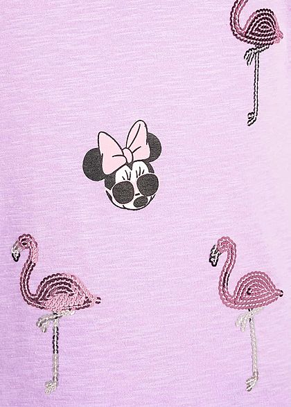Name It Kids Mädchen T-Shirt Minnie Mouse Print Flamingo Sequins lavendula lila
