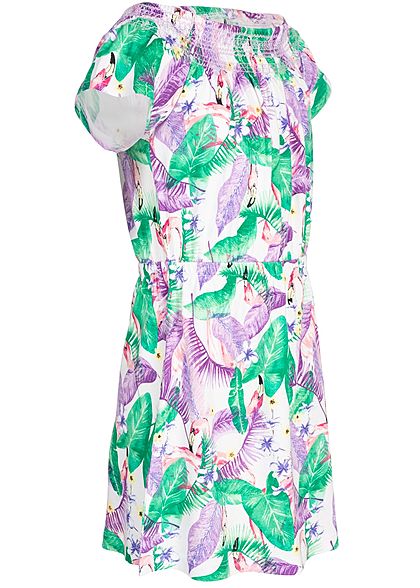 Name It Kids Mädchen Off-Shoulder Dress Flamingo Print bright weiss lila grün