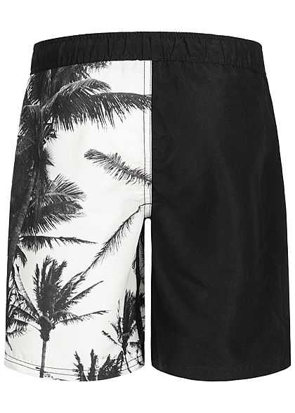 Name It Kids Jungen Long Swim Shorts Palm Leaf Print Zip Pocket schwarz