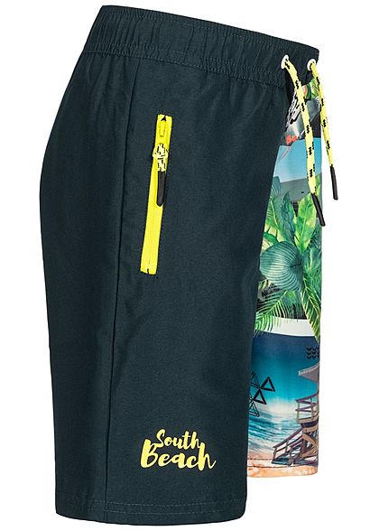 Name It Kids Jungen Long Swim Shorts South Beach Print Zip Pocket dark sapphiere blau