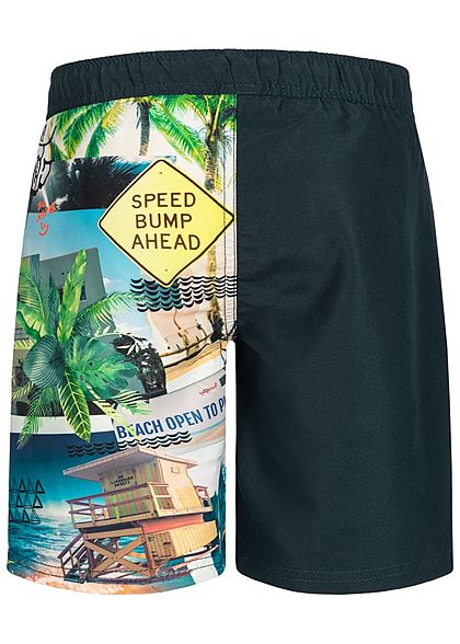 Name It Kids Jungen Long Swim Shorts South Beach Print Zip Pocket dark sapphiere blau