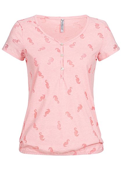 Seventyseven Lifestyle Damen T-Shirt Mesh Seahorses rosa
