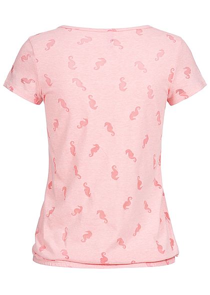 Seventyseven Lifestyle Damen T-Shirt Mesh Seahorses rosa