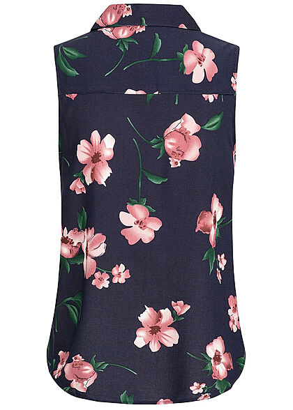 Seventyseven Lifestyle Damen Blouse Top Floral Print navy blau
