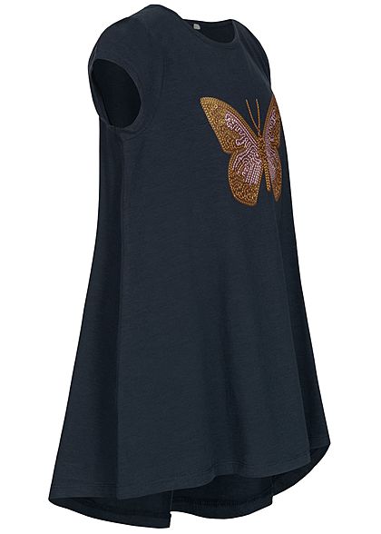 Name It Kids Mädchen Tunic T-Shirt Butterfly Sequins dark sapphire blau
