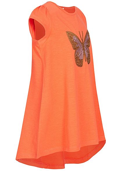 Name It Kids Mädchen Tunic T-Shirt Butterfly Sequins emberglow orange