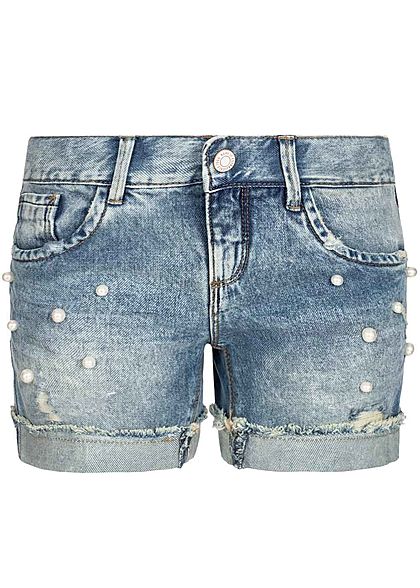 Name It Kids Mädchen Jeans Shorts Deco Pearls 5-Pockets NOOS hell blau denim