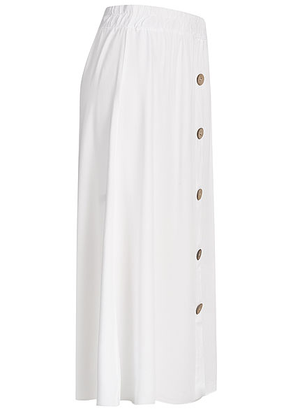 Hailys Damen Midi Rock Deko Knopfleiste weiss