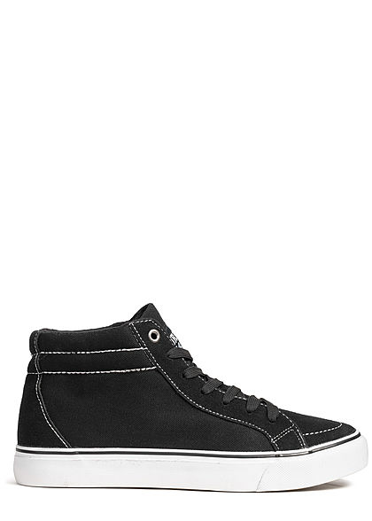 Urban Classics Heren Schoen High Canvas Sneaker Suede Look zwart wit - Art.-Nr.: 19052056