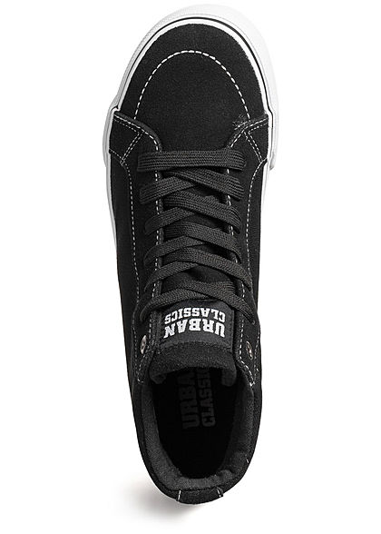 Urban Classics Heren Schoen High Canvas Sneaker Suede Look zwart wit