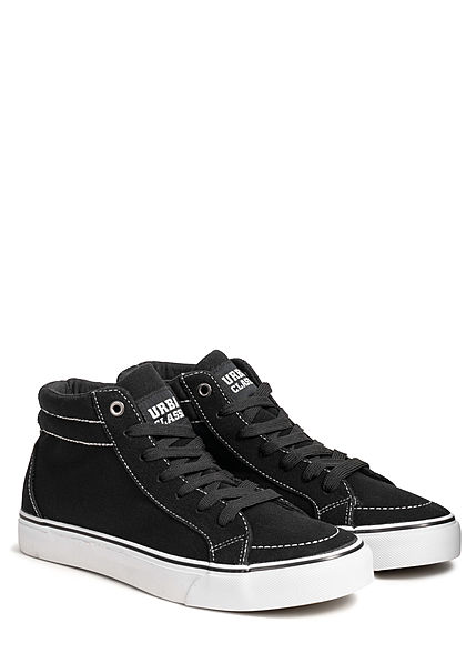 Urban Classics Heren Schoen High Canvas Sneaker Suede Look zwart wit