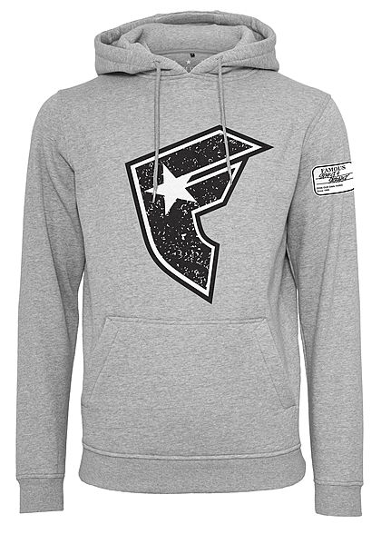 Famous Stars and Straps Herren Hoodie mit Logo Print hell grau