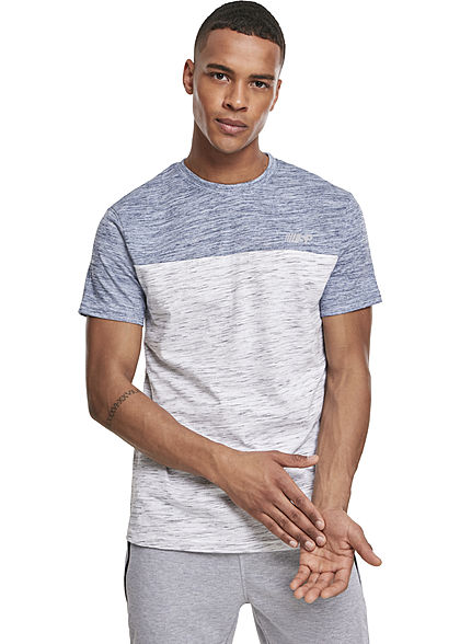 Southpole Herren 2-Tone Melange T-Shirt mit Rundhals marled weiss