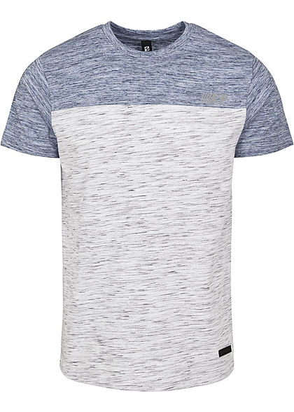 Southpole Herren 2-Tone Melange T-Shirt mit Rundhals marled weiss