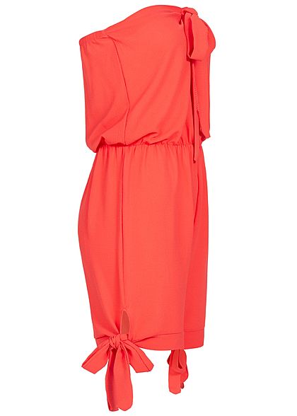 Styleboom Fashion Damen Off-Shoulder Bow Jumpsuit coral pink
