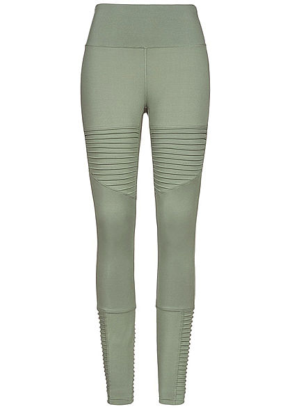 Seventyseven Lifestyle Damen Biker Fitness Tights olive grün