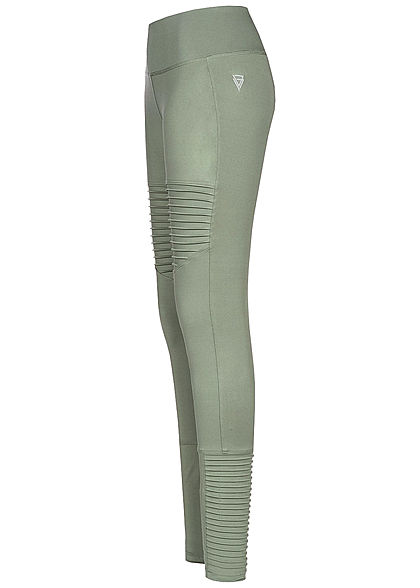 Seventyseven Lifestyle Damen Biker Fitness Tights olive grün