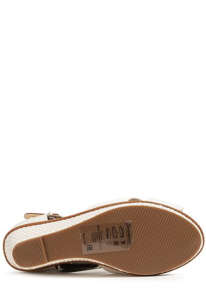 Seventyseven Lifestyle Damen Buckle Wedges Sandals off weiss braun