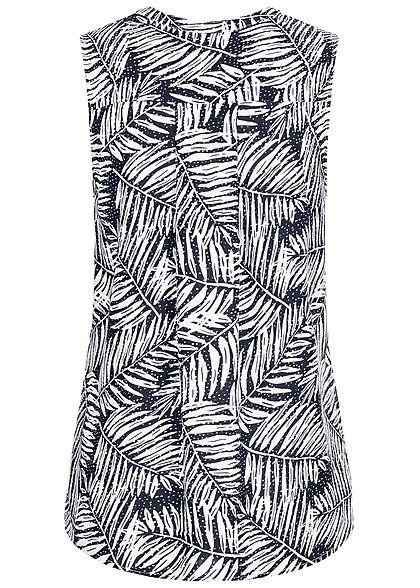 Seventyseven Lifestyle Damen Blouse Top Floral Print navy blau weiss