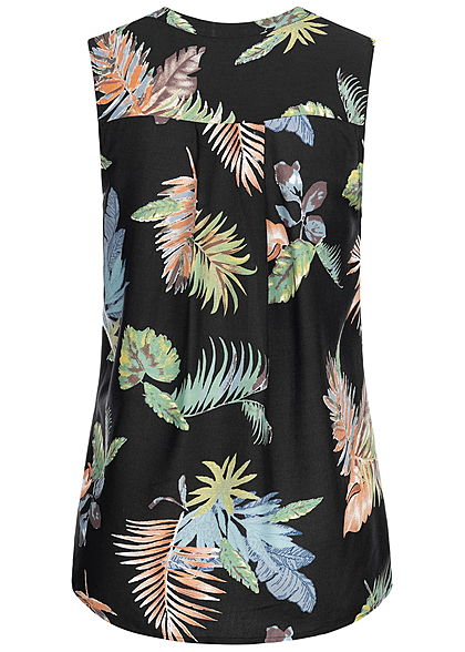 Seventyseven Lifestyle Damen Blouse Top Floral Print schwarz multicolor