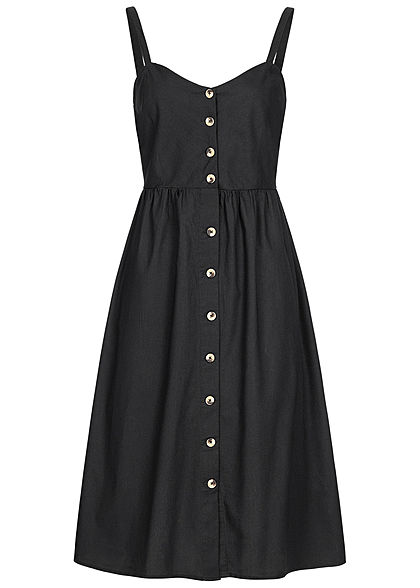 Seventyseven Lifestyle Damen Strap Dress Buttons Front schwarz - Art.-Nr.: 19059058