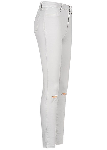 Seventyseven Lifestyle Damen Jeans Destroy Look 4-Pockets hell grau