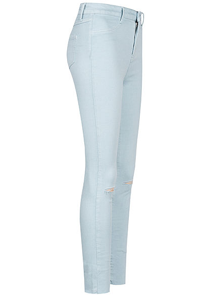 Seventyseven Lifestyle Damen Jeans Destroy Look 4-Pockets hell blau denim