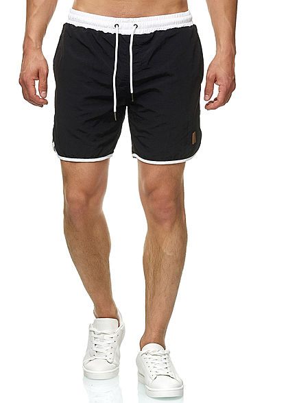 Urban Classics Herren Shorts Badehose mit 3-Pockets und Tunnelzug schwarz weiss