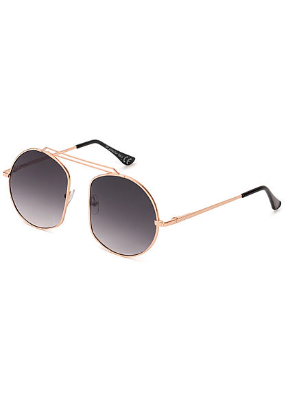 Seventyseven Lifestyle Damen Retro Round Sunglasses UV-400 Protection gold schwarz