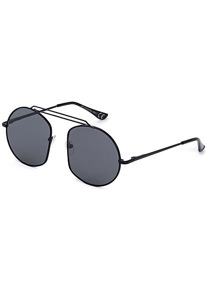 Seventyseven Lifestyle Damen Retro Round Sunglasses UV-400 Protection schwarz