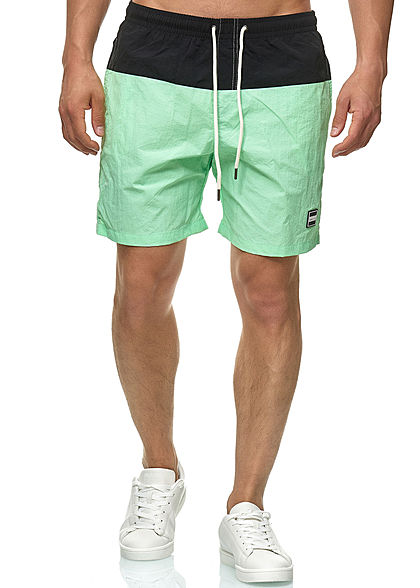 Urban Classics Herren Block Swim Shorts 2-Pockets schwarz neomint