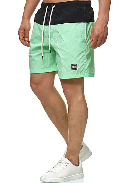 Urban Classics Herren Block Swim Shorts 2-Pockets schwarz neomint