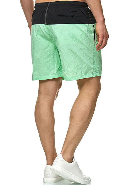 Urban Classics Herren Block Swim Shorts 2-Pockets schwarz neomint
