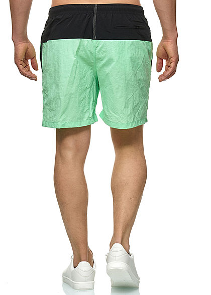 Urban Classics Herren Block Swim Shorts 2-Pockets schwarz neomint