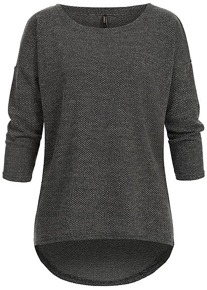 ONLY Damen NOOS 3/4-Arm Longsleeve Vokuhila dunkel grau