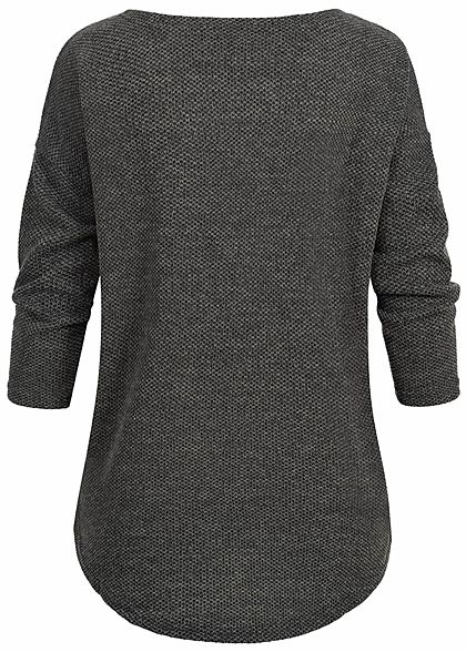 ONLY Damen NOOS 3/4-Arm Longsleeve Vokuhila dunkel grau