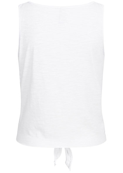 Hailys Damen Tank Top Bindedetail vorne Sunshine Palmen Print off weiss gold