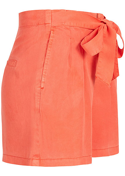 Vero Moda Damen Belted Loose Summer Denim Shorts 2-Pockets emberglow orange