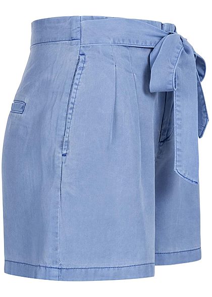 Vero Moda Damen Belted Loose Summer Denim Shorts 2-Pockets granada sky blau