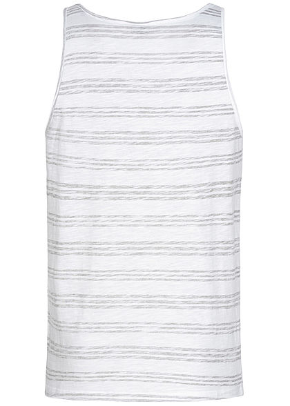 Eight2Nine Herren Striped Tank Top Breast Pocket by Stitch & Soul hell grau weiss