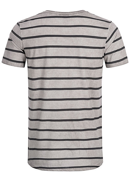 Eight2Nine Herren Striped Special Color Effect T-Shirt by Urban Surface hell grau