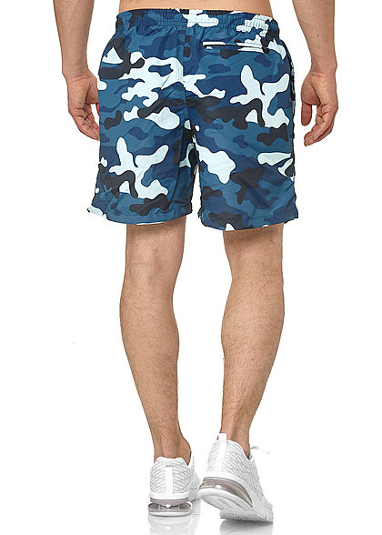 Urban Classics Herren Camo Swim Shorts 2-Pockets Tunnelzug blau camouflage