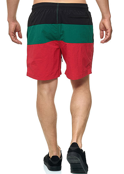 Urban Classics Herren Colorblock Swim Shorts grün rot schwarz